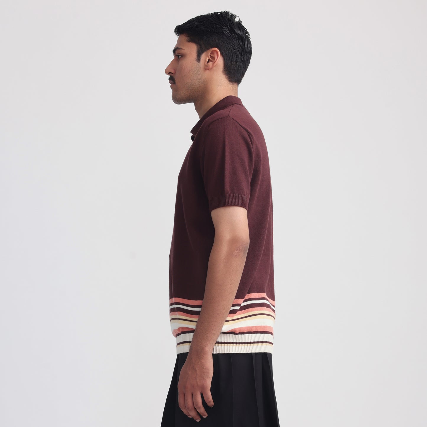 Canopy Striped Polo- Dark Magenta