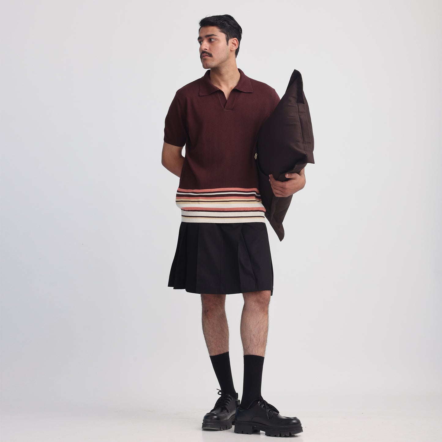 Canopy Striped Polo- Dark Magenta
