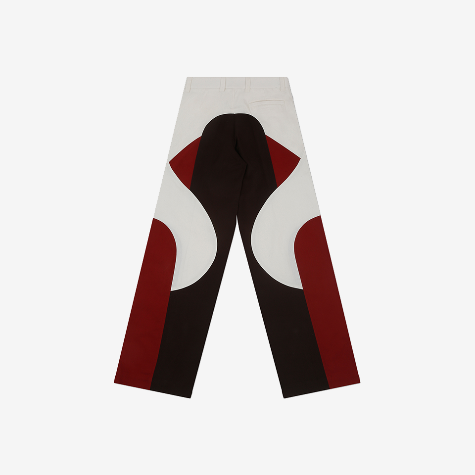 Border Panelled Trousers-Red