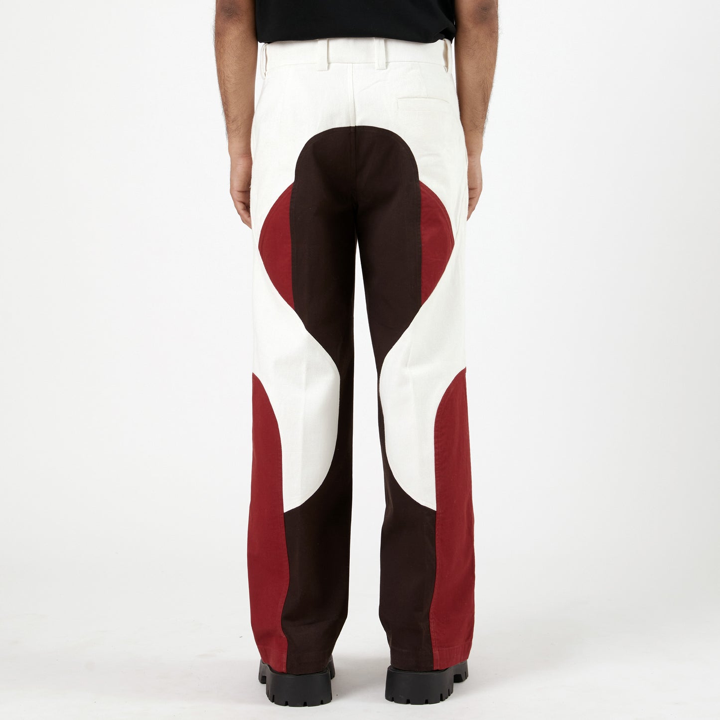 Border Panelled Trousers-Red