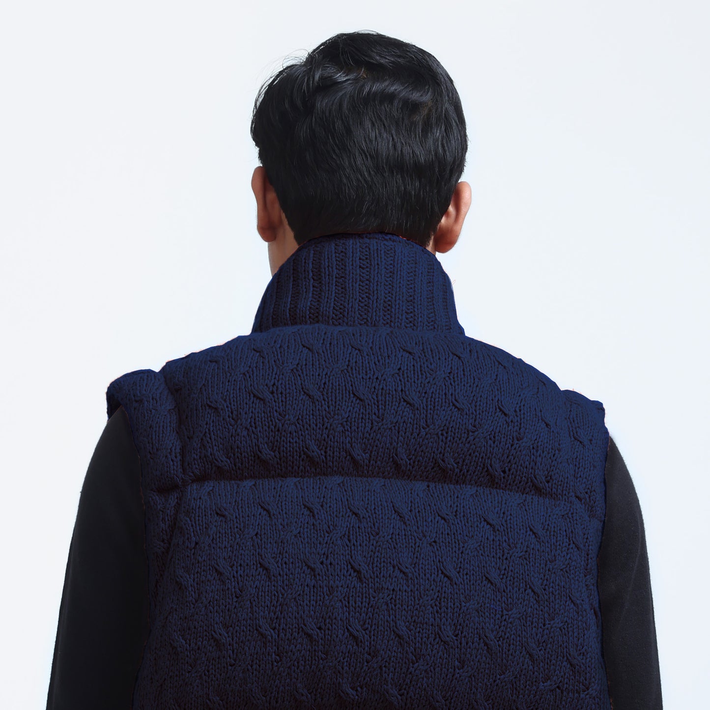 Pericardium Handknit Puffer Gilet- Navy Blue