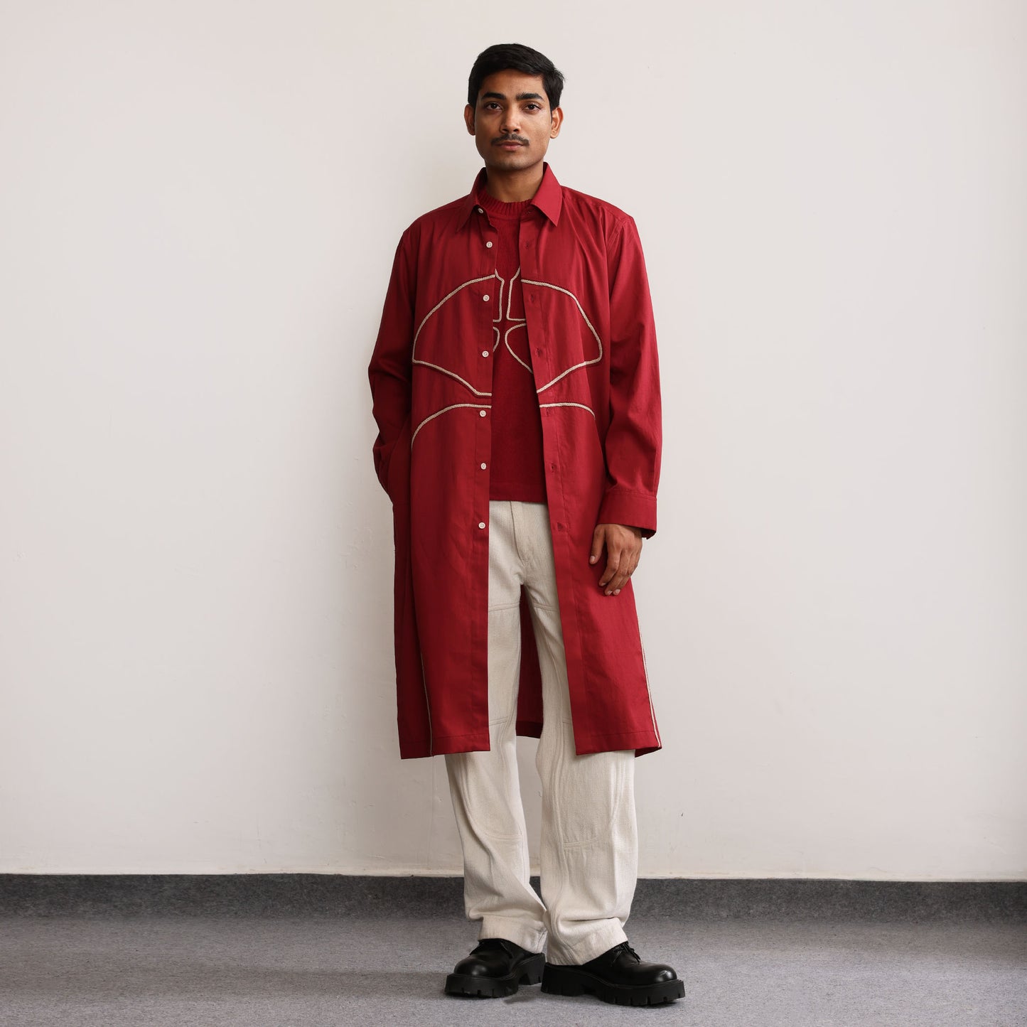 Melanocytes Crochet Applique Tunic-RED