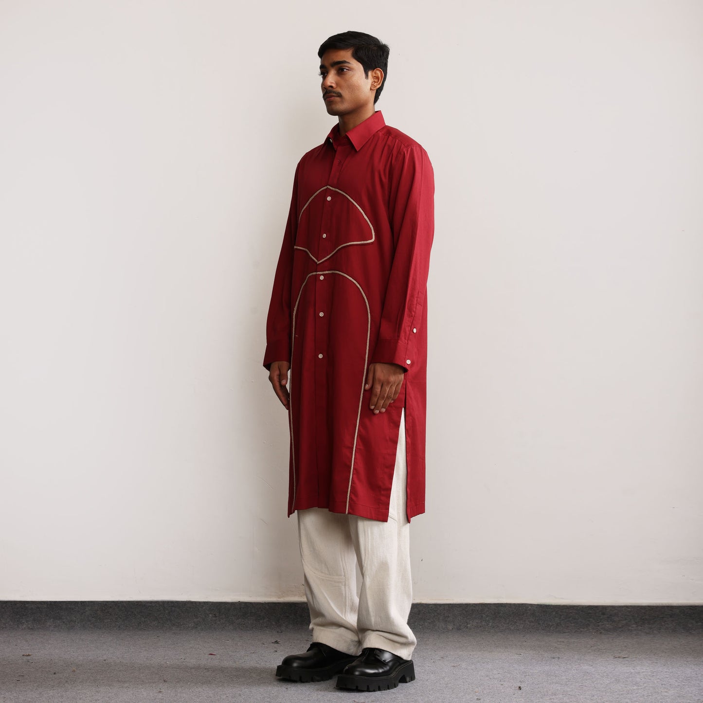 Melanocytes Crochet Applique Tunic-RED