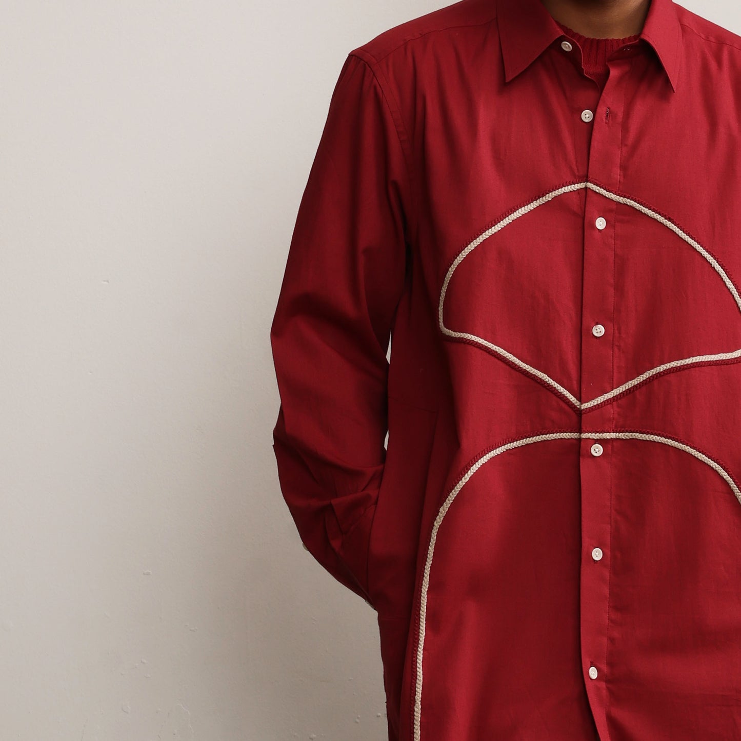 Melanocytes Crochet Applique Tunic-RED