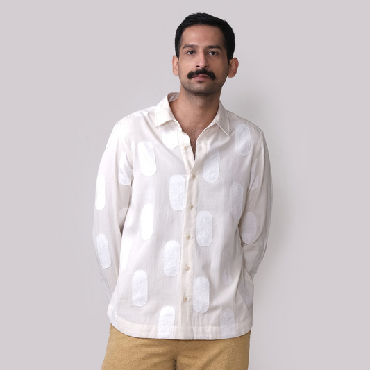 Nucleus Argyle Applique Shirt- Off White