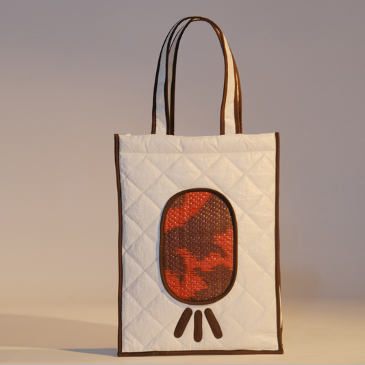 Water repellent Upcycled Quilted White Tote