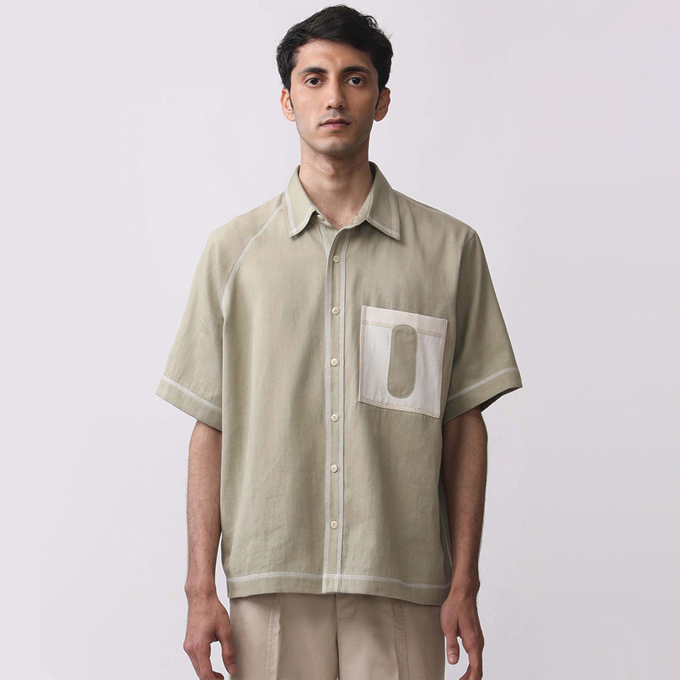 Canopy Denim Shirt- Pista Green