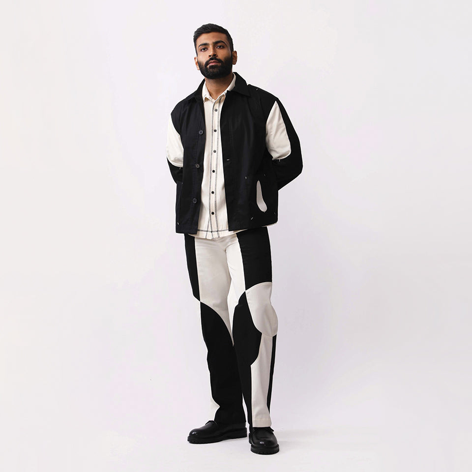 Border Panelled Trousers -BL