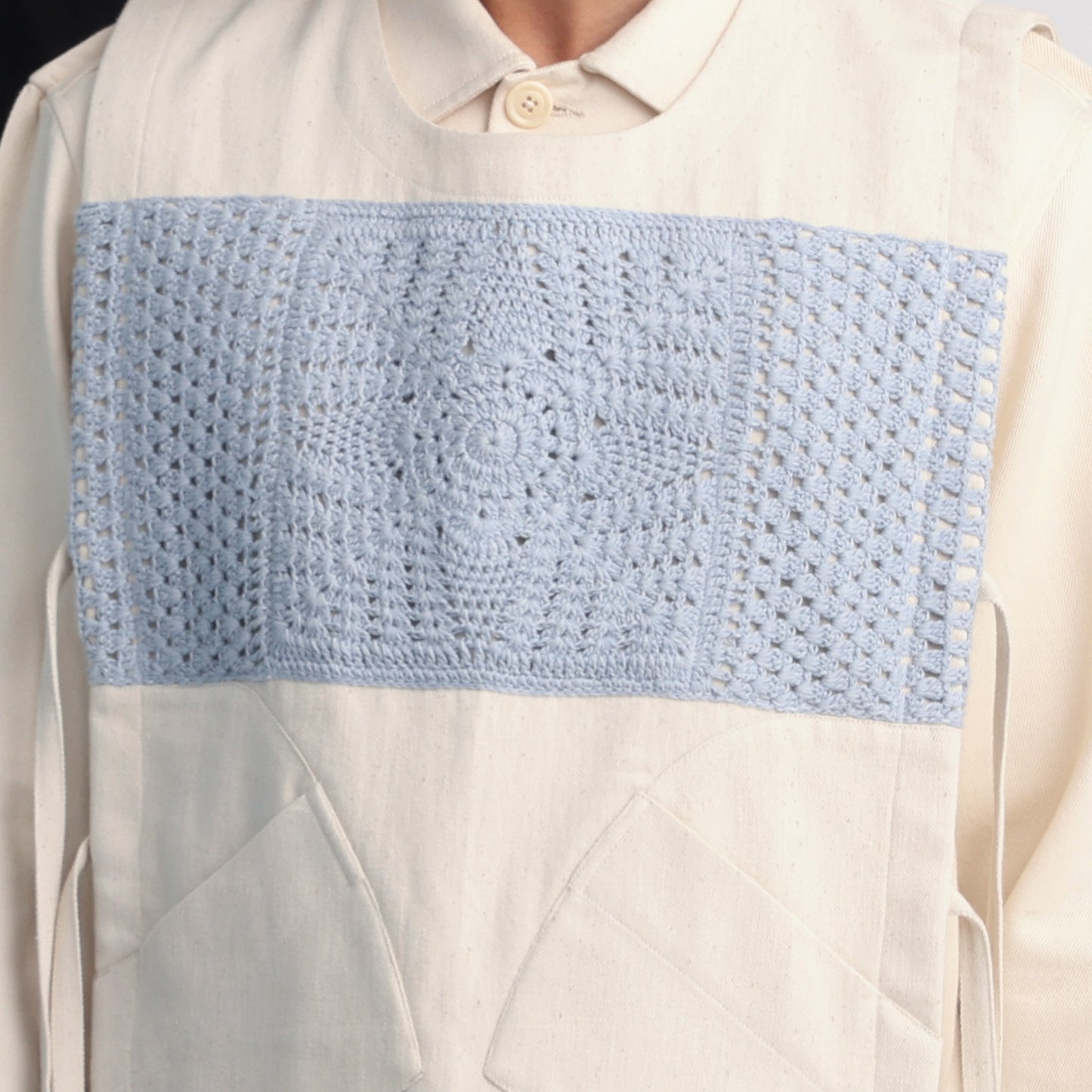 Epidermis Crochet Applique Vest- Off White