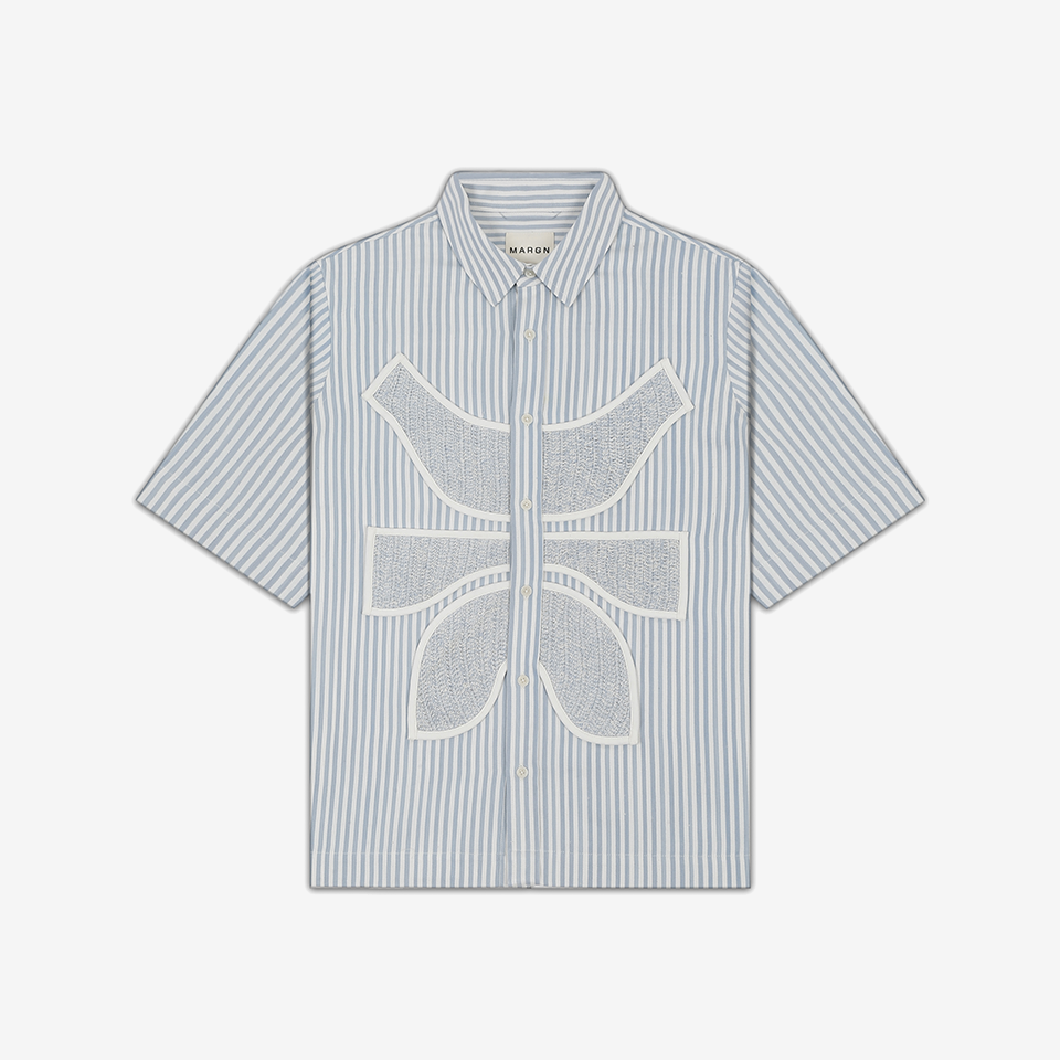 Vertebrae Symbolic Shirt- Blue and White Stripes