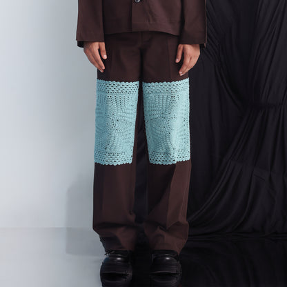 Epidermis Crochet Applique Trouser- Dark Brown