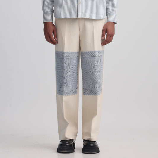 Epidermis Crochet Applique Trouser- Off-White