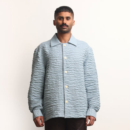 Actin Wrinkled Maheshwar Overshirt- Blue