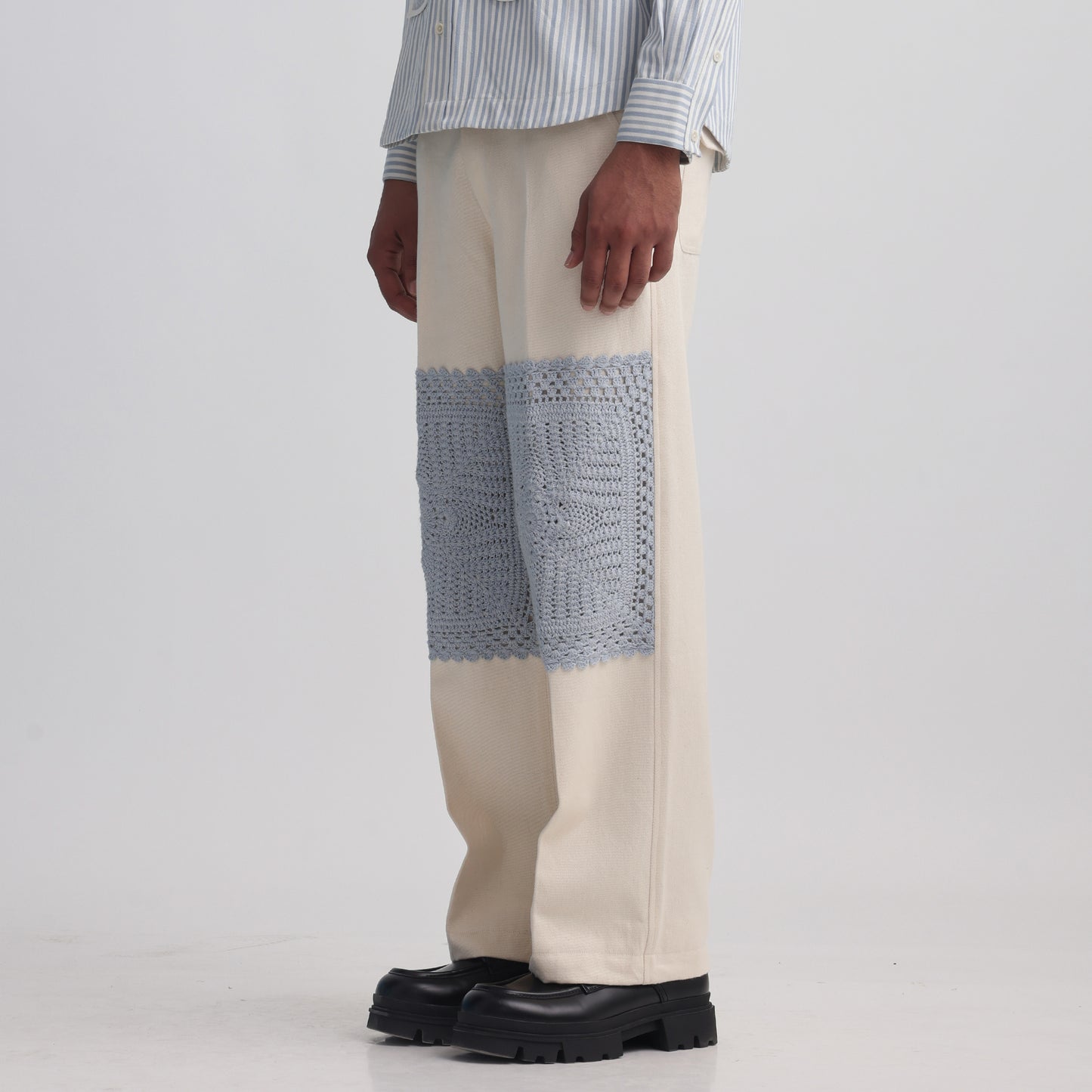 Epidermis Crochet Applique Trouser- Off-White