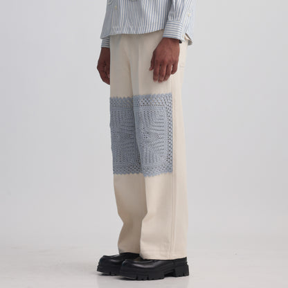 Epidermis Crochet Applique Trouser- Off-White