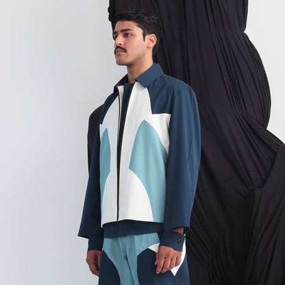 Border Panelled Jacket- Teal