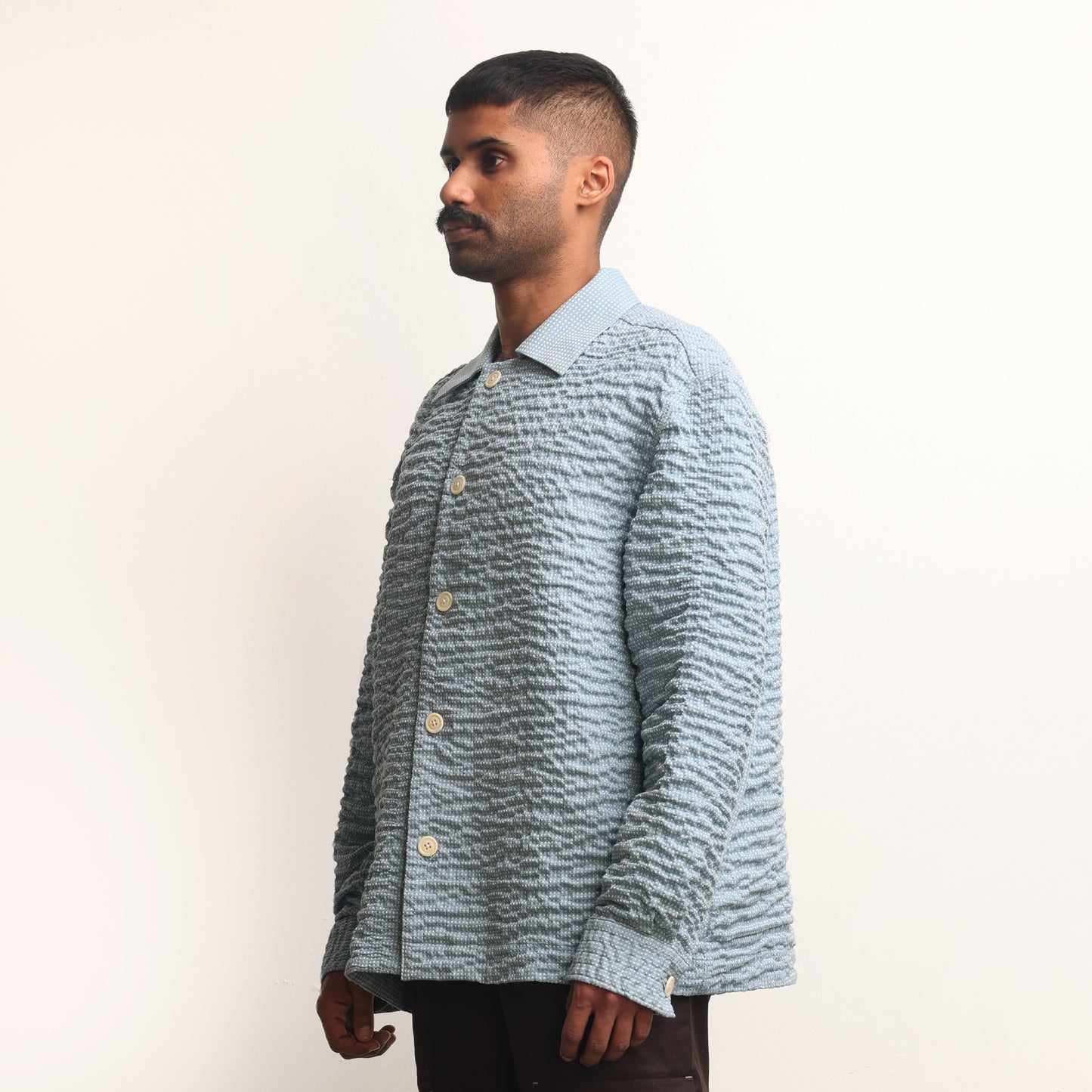 Actin Wrinkled Maheshwar Overshirt- Blue