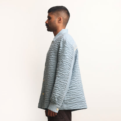 Actin Wrinkled Maheshwar Overshirt- Blue