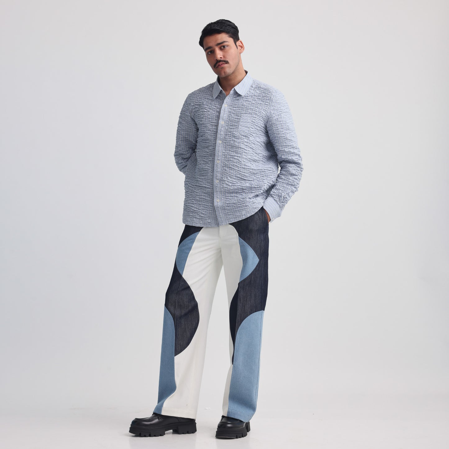 Border Panelled Trousers-BL