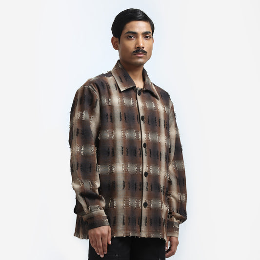 Medullary Ombre Checks Shirt- Brown