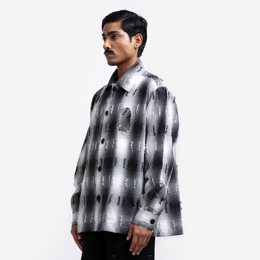 Medullary Ombre Checks Shirt- Black