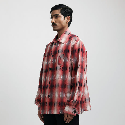 Medullary Ombre Checks Shirt- Red