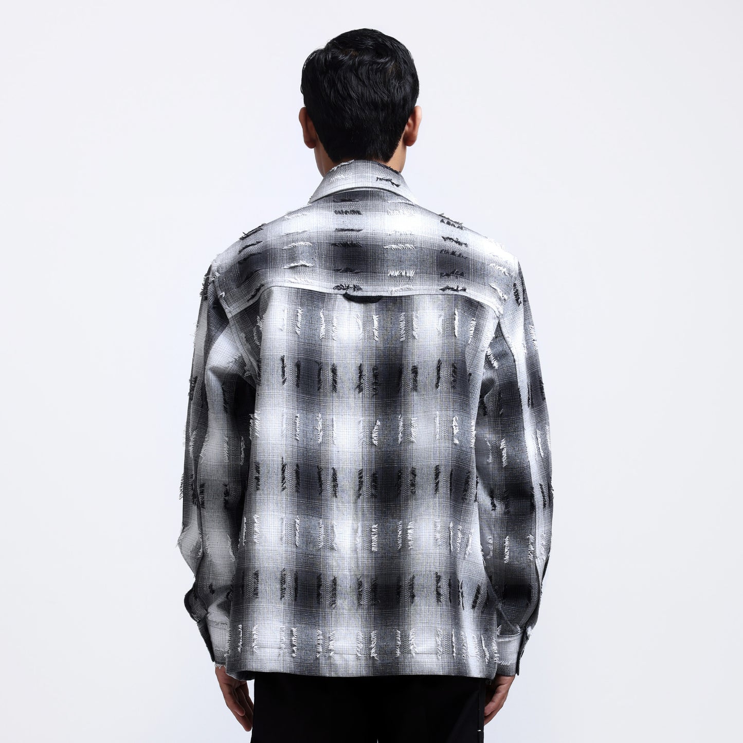 Medullary Ombre Checks Shirt- Black