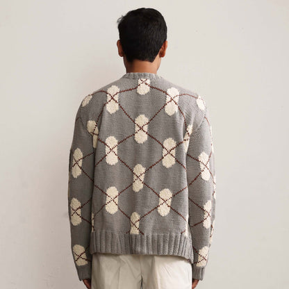 DNA Argyle Hand-Knitted Sweater - Grey