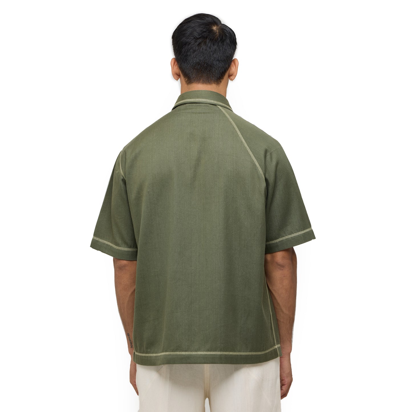 Canopy Denim Shirt Half Sleeves- Olive