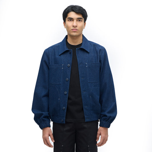 Elbow Denim Bomber Jacket