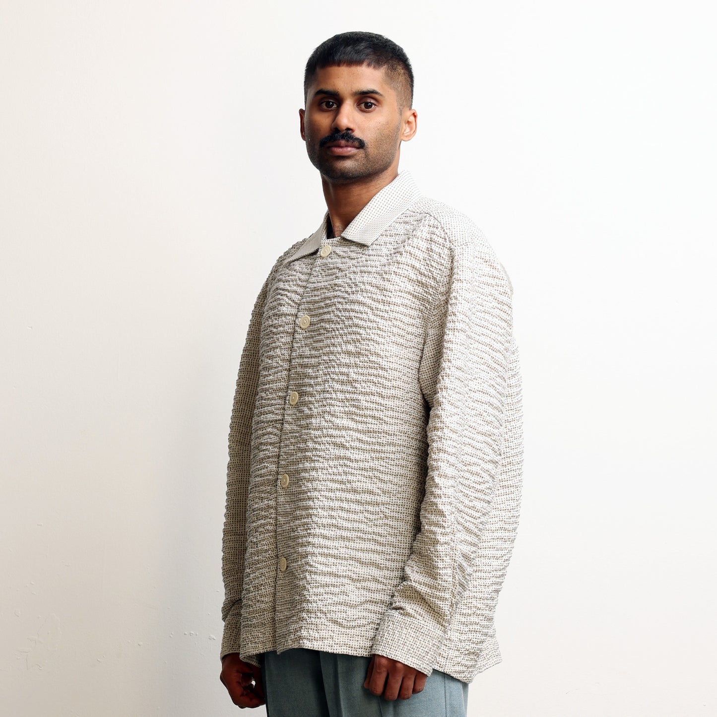 Actin Wrinkled Maheshwar Overshirt- Off White