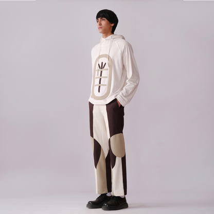 Border Panelled Trousers- Beige