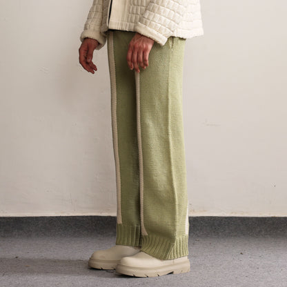 Fibula Striped Hand-knitted Pants- Pista Green