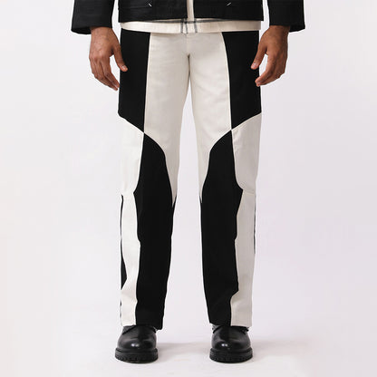 Border Panelled Trousers- Black