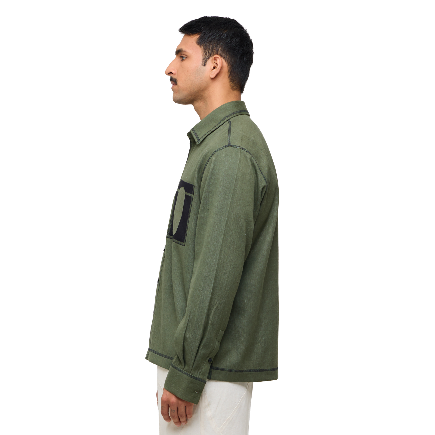 Canopy Denim Shirt Full Sleeves- Olive