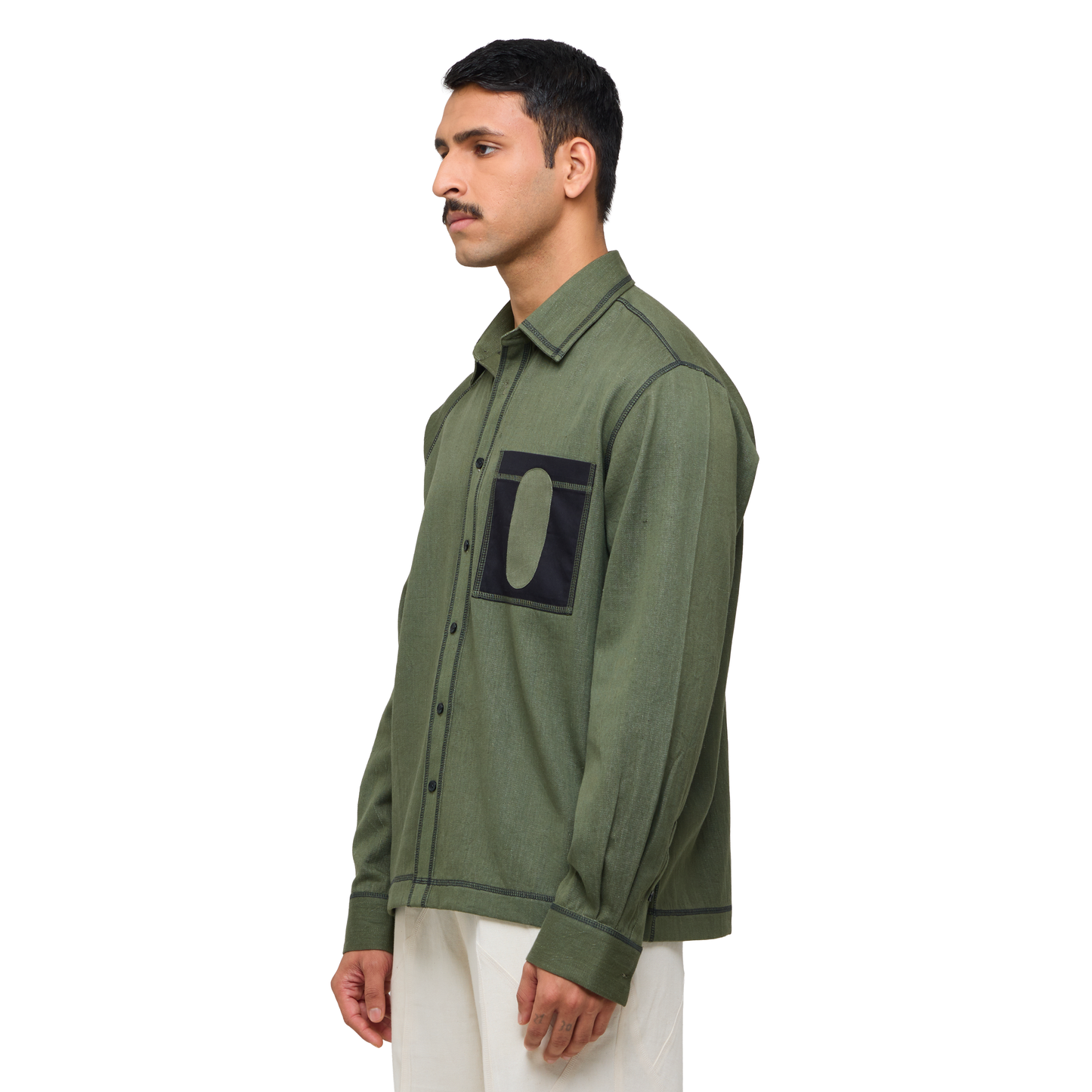 Canopy Denim Shirt Full Sleeves- Olive